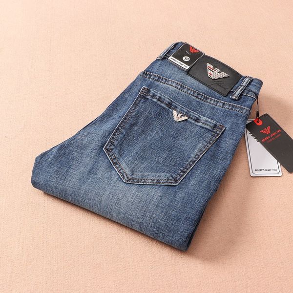 

new style mens jeans designer fashion brand jeans gray office casual mm slim stretch jeans motorcycle trousers pants size 28-38, Blue