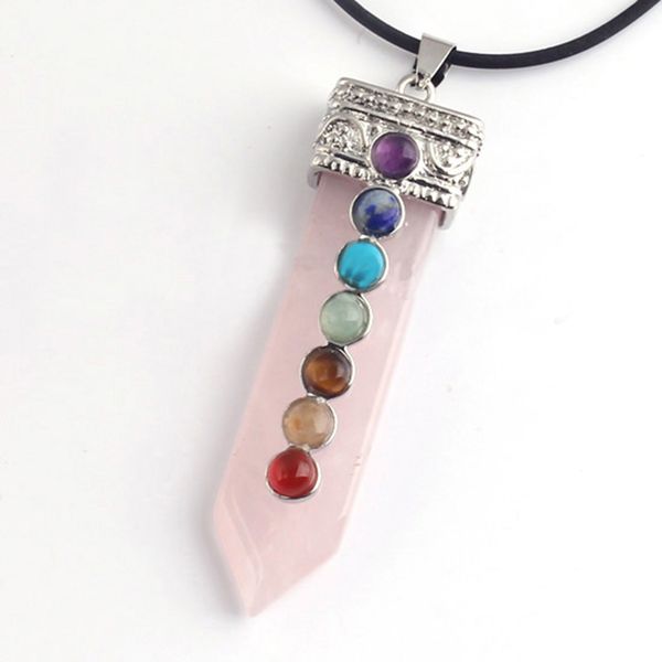 

10 pcs sword shape with small beads rose quartz pendant tiger eye stone healing chakra silver plated jewelry