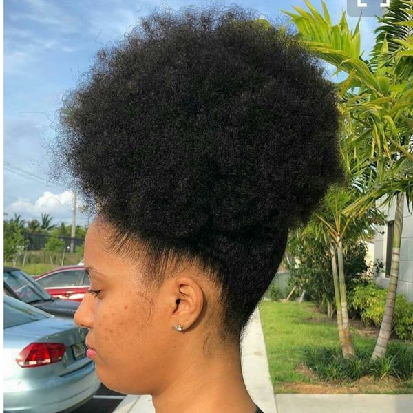 Human Hair Short Afro Kinky Curly Pony Tail High Puff Afro