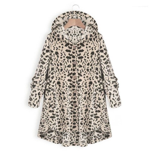 

breasted coats female vestidoes plus size women clothes new leopard fashion jackets casual loose hooded single, Black;brown