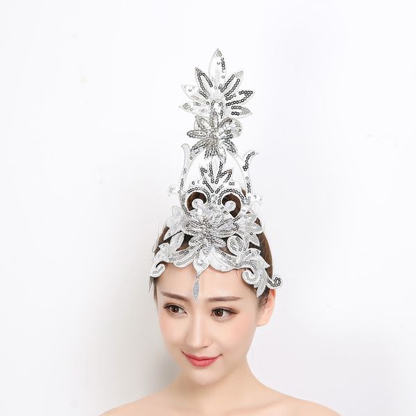 

dance headdress performance kids hair accessories tiara dance headdress multi-color classical dance headdress, Golden;white