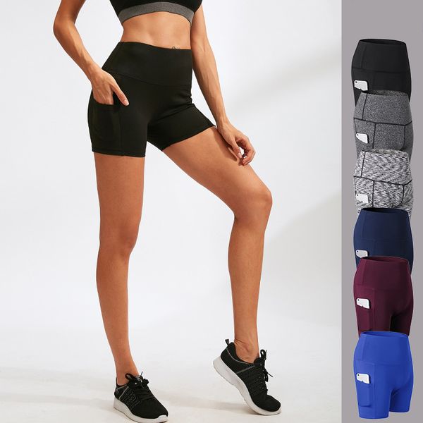 

летние шорты для бега карман высокого упругие спорт шорты женщины йога открытый scrunch booty gym фитнес брюки ес размер xxl, White;red