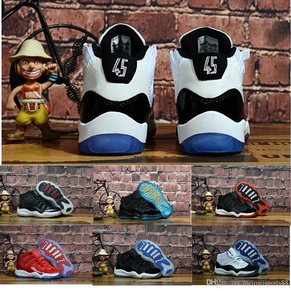 

11s concord 45 2018 baby little/big kids basketball shoes bred gamma blue legend blue youth boys girls outdoor athletic sneakers