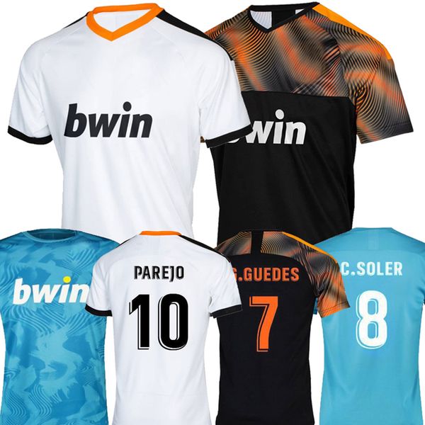 

19 20 valencia soccer jerseys 2019 2020 cf home away soccer shirts s.mina rodrigo m. parejo g.guedes kondogbia football jersey, Black;yellow