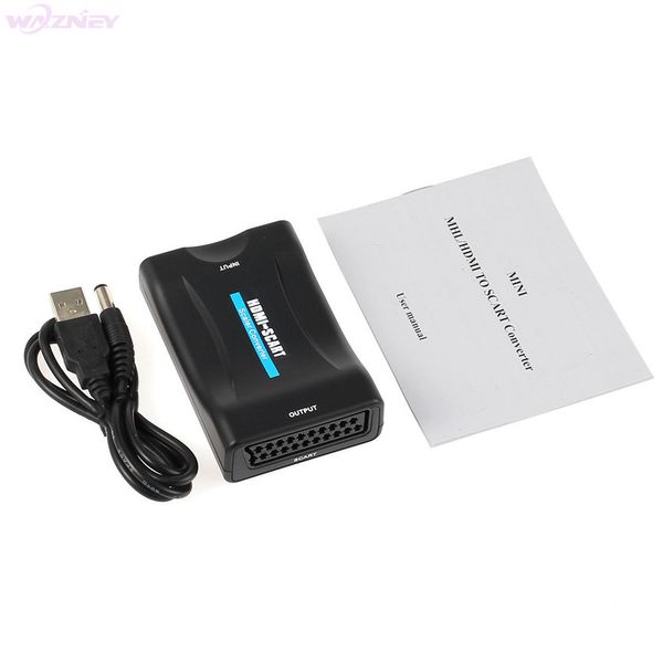 

1080p scart to hdmi to scart video audio upscale converter adapter for hd tv dvd for sky box stb plug and play with dc cable ing