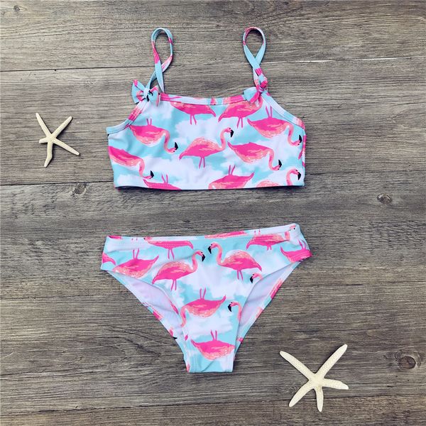 

girls bikini cute flamingo print two piece beachwear child split swimwear swimsuit baby bathing suit for kids baby girls biquini