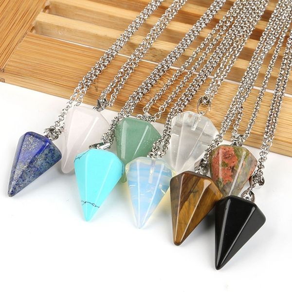 

necklace jewelry colors natural fashion hexagonal pendulum bullet classic stone crystal taper soul swing chain 14 necklace pendant flrjb