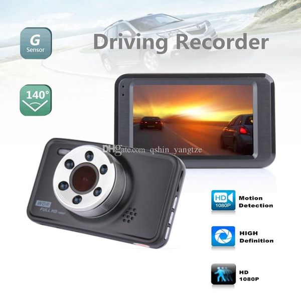 

3" 1080p full hd car dvr camera car dashcam vehicle digital camcorder 140 degrees night vision g-sensor loop recording motion detection