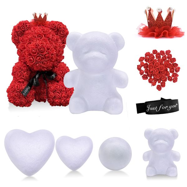 

1pc polystyrene styrofoam foam ball rose bear white heart craft for diy party decoration wedding birthday valentines day gift