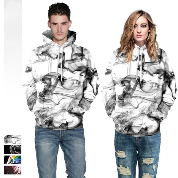 

4 style fashion 3d hoodies with cap dreamy smoke print hoodies men/women hooded hoody 3d sweatshirts pullovers dropship, Black
