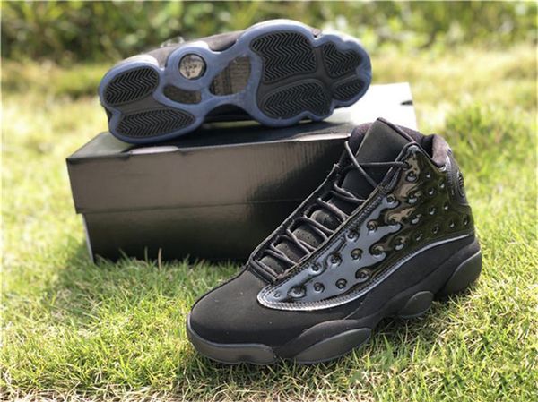 

2019 New Authentic 13 Cap And Gown Black Suede Basketball Shoes Blackout Real Carbon Fiber 414571-012 Men Sports Sneakers With Box