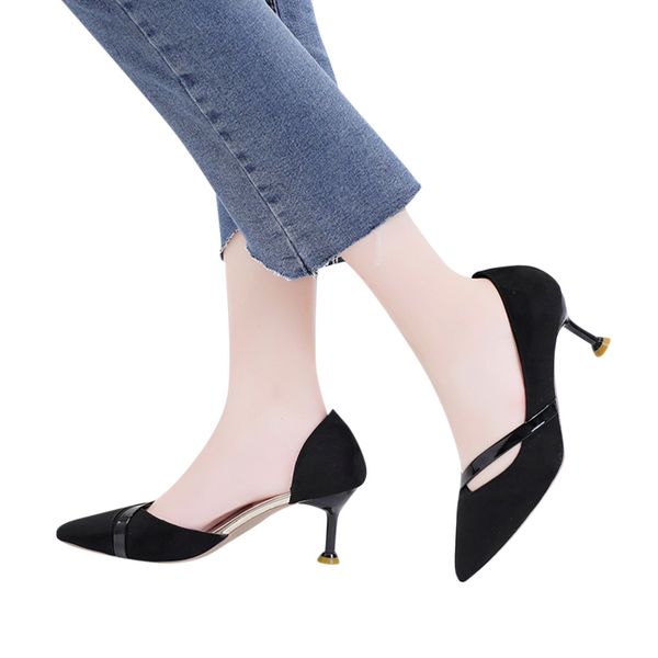 

shoes woman slip on pointed toe ladies sandal thin low heel cover heel female sandal fashion party chaussures femme ete 2020, Black