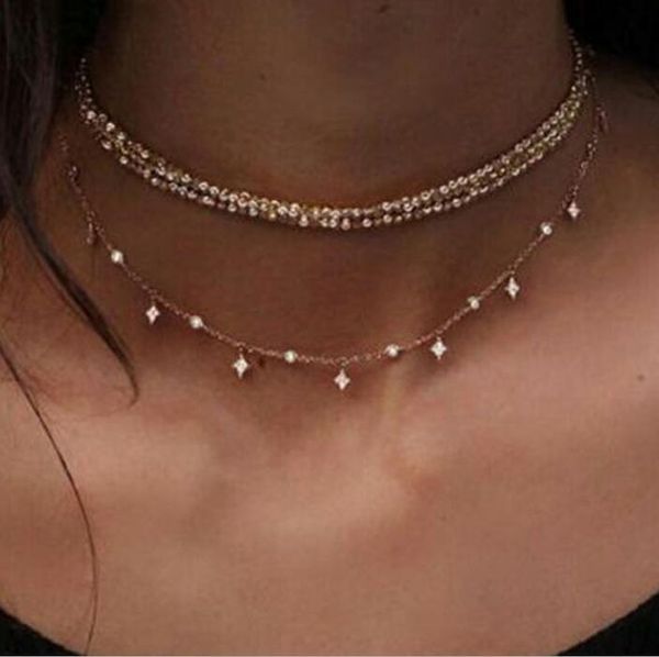 

cubic zirconia drip cz station choker necklace 925 sterling silver delicate elegance jewerly layer stunning necklace