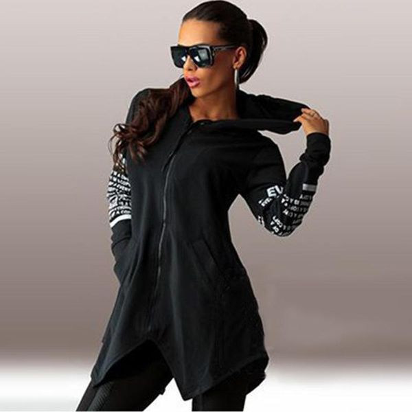

women hoodies sweatshirts autumn winter plus size long sleeve pocket zipper hoodie female casual hooded sweatshirt, Black