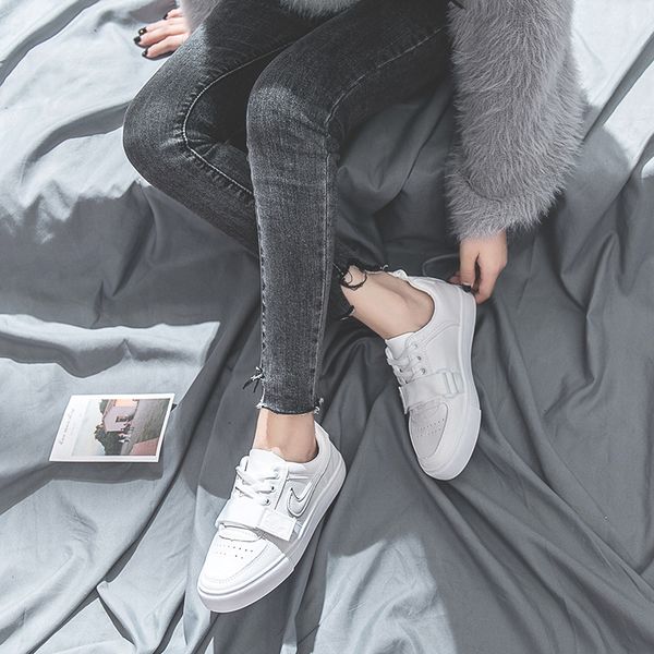 

white shoes female spring 2019 new style versatile student's shoes korean-style autumn casual board running athleti, Black
