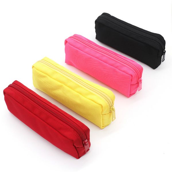 

краткий сплошной цвет черный пенал школа пенал для девочек мальчиков милый холст молния большой пенал косметичка канцелярские принадлежности
