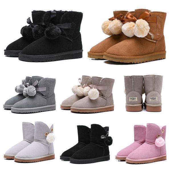 

Free Shipping Luxury Designer Women shoes Australia Snow Boots WGG Bailey Hairball Girl Bow Tie Ankle Knee Winter Boot 36-41