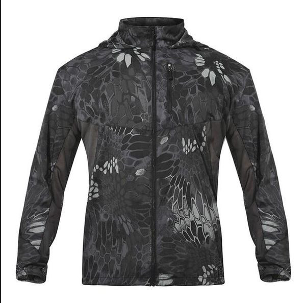 

outdoor hiking riding hunting waterproof breathable anti uv skin jacket summer men thin tactical camouflage sun protection coat, Blue;black