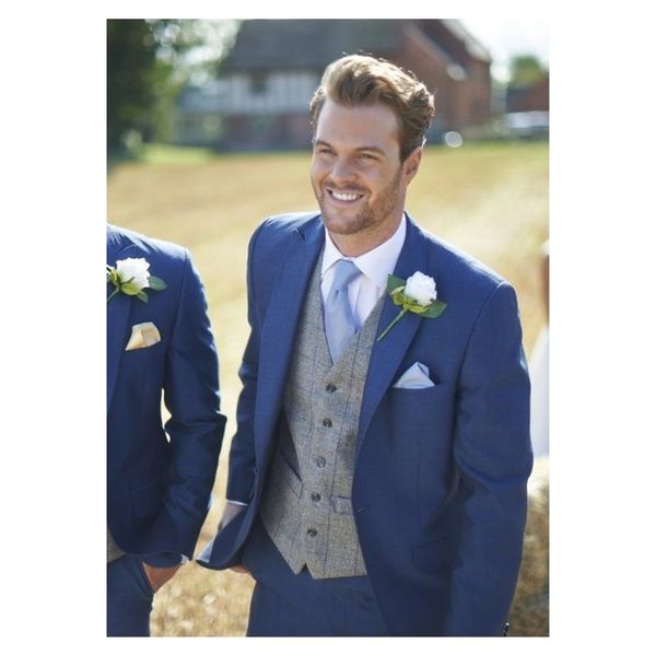 

one buttons blue groom tuxedos 2019 peak lapel groomsmen man suit mens c (jacket+pants+vest+tie), Black;gray