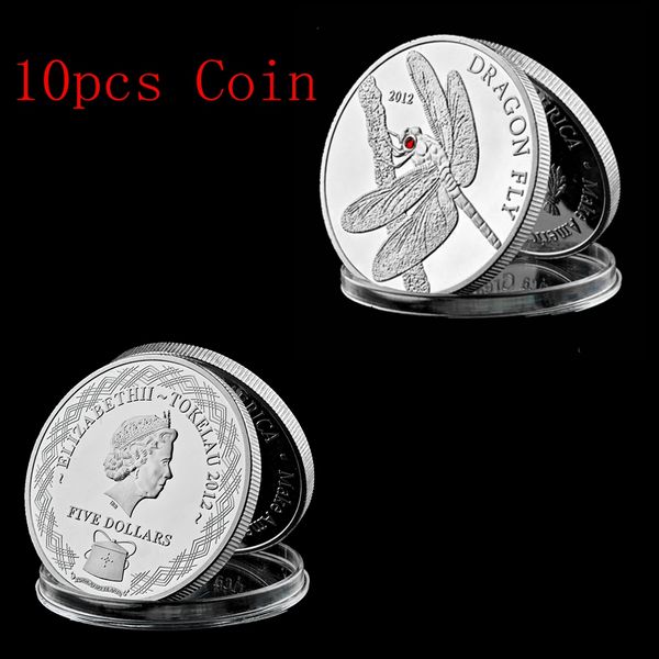 

10 шт. бесплатная доставка 2012 животных dragon fly серебро елизавета ii токелау королева великобритании коллекция монет