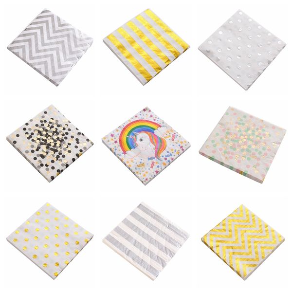 

1pack/lot birthday gold paper towel napkins for boy girl gender reveal party tissue napkin decoration serviettes 33*33cm