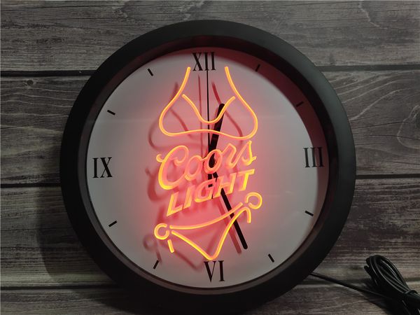 

0e119 coors light beer bikini bar pub app rgb led neon light signs wall clock