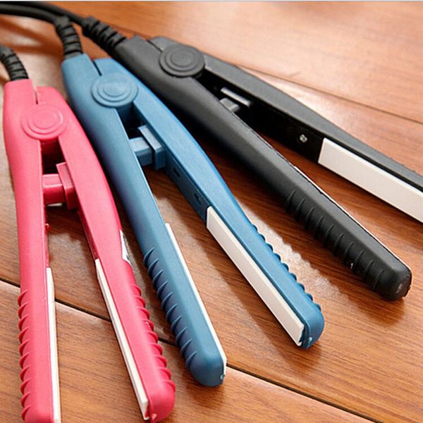 

1pc dual-purpose mini ceramic straight perm folder fast hair straightener tool, Black