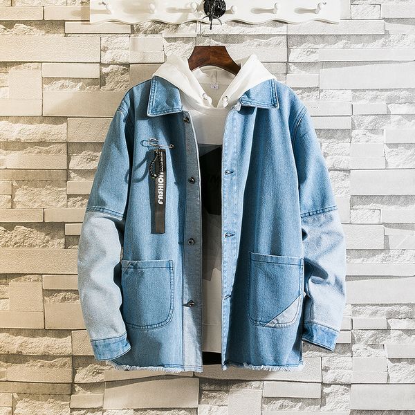 

2019 new spring summer mens fashion outerwear washed denim jackets men' s thin jackets hooded casual sporting coat big size, Black;brown