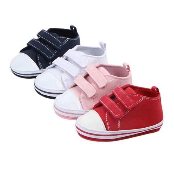 

2020 new toddler baby boys girls canvas sneakers first walkers casual anti-slip sole crib shoes for 0-24m, Black