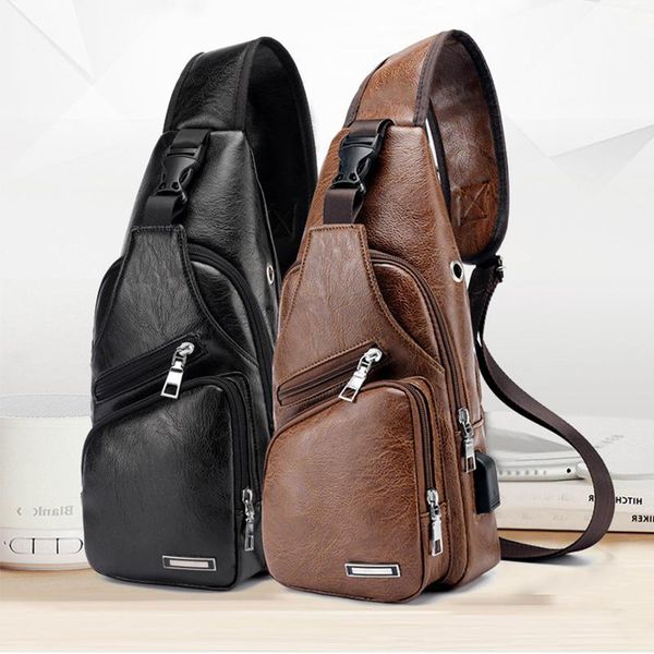 

fivelovetwo crossbody bag men's shoulder pack sports hiking sling bag with usb port