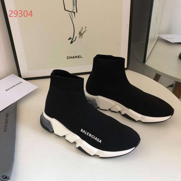 

luxury shoes breathable stretch socks shoes men women casual sneakers flat sport socks boots black color with black white sole