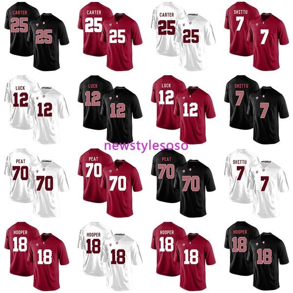 

2019 ncaa football стэнфордского cardina ls 25 алекс картер 12 эндрю лак 70 андрус торф 18 остин хупер 7 aziz shittu трикотажных изделий, Black;red