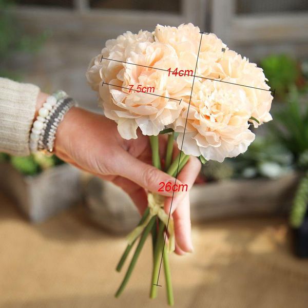 

6 color artificial rose flowers peony bouquet for wedding decoration 5 heads peonies fake flowers home decor silk hydrangeas che
