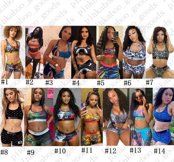 

women fashion style swimsuit vest crop bra tank shorts swimming trunk 2 piece bikini set swimming tracksuit lady shark swimwear e42401, White