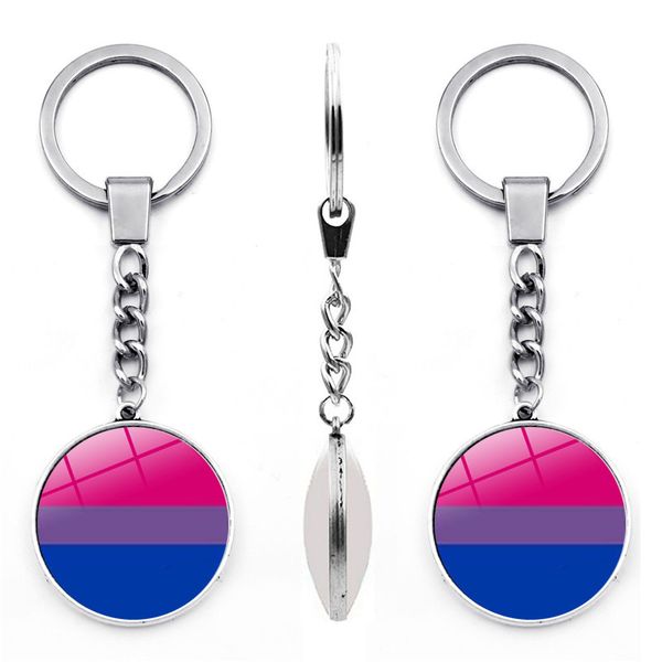 

2019 new fashion gay pride double sided glass pendant keychain gay lesbian pride with rainbow love wins keyring gifts for her, Silver