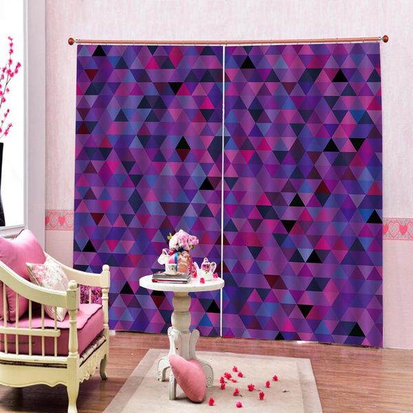 

3d digital print curtains mosaic style fractal colorful geometric forms artful image window drapes for bedroom