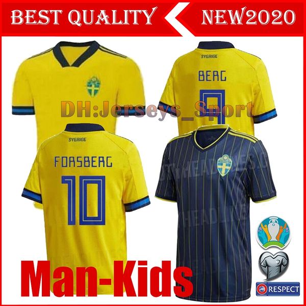 

2020 2021 men +kids sweden soccer jersey home yellow 20 21 sverige forsberg lindelof berg ibrahimovic team football uniforms shirts, Black;yellow