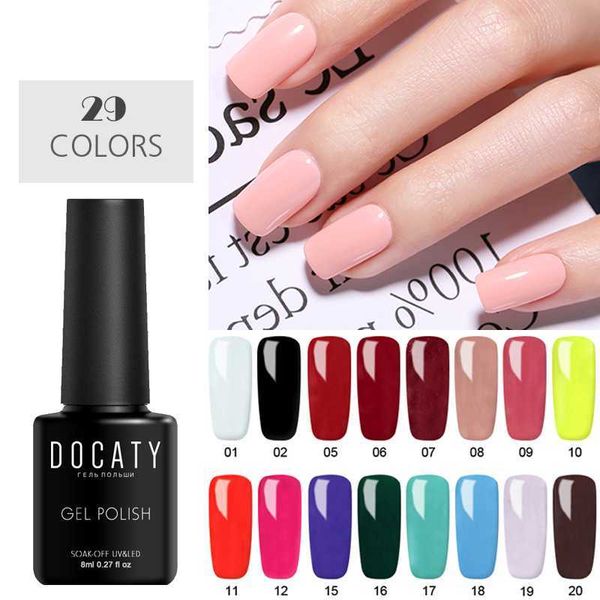 

docaty 8ml nail gel polish soak off uv gel one-scolor purple red pink nail art long lasting varnish design