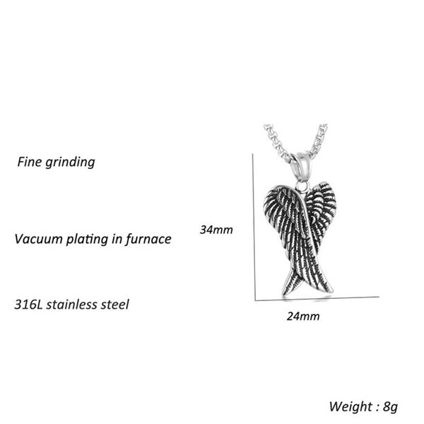 

2020 stainless steel necklaces & men pendants hip hop mens gold chocker accessories wings pendant men's necklace accessories, Silver