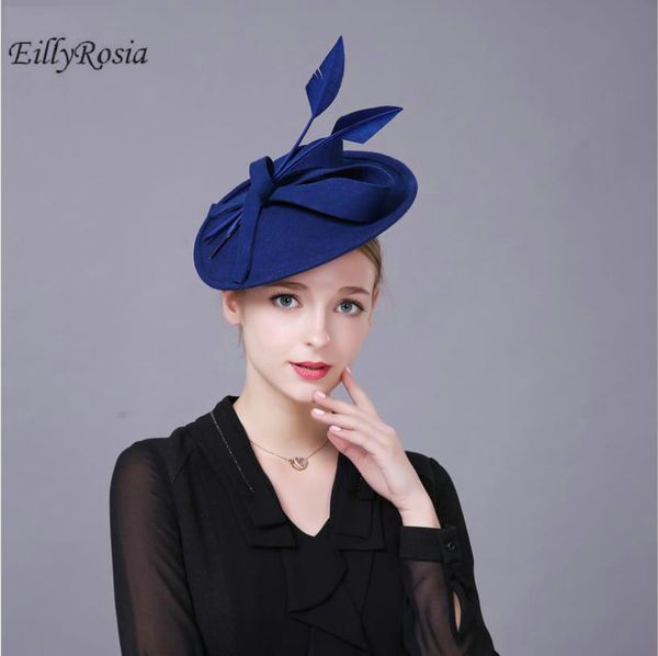 

elegant women's hat for wedding party wool feather vintage bridal hats for church evening sinamay hats fascinators tocados new