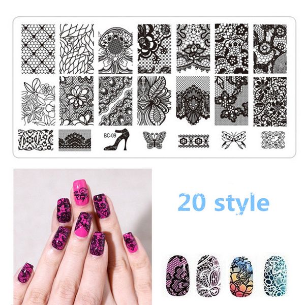

1 pcs nail art stamping plates big image pattern transfer print template nail stencil stamps diy tools carimbo de unha, White