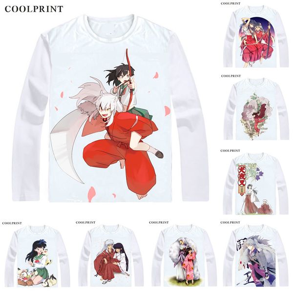 

inuyasha takahashi rumiko t shirt inuyasha a feudal fairy tale men t-shirt casual vintage tshirt printed long sleeve shirts, White;black