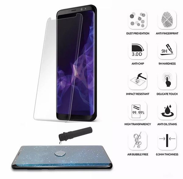 

3d curved edge screen protector for samsung galaxy s9 mini/s9 plus mini tempered glass film with uv liquid adhesive installation kit