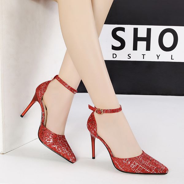 

2019 new pumps for women pointed shallow mouth high heels nightclub stiletto sequins pumps women shoes sapato feminino, Black;white