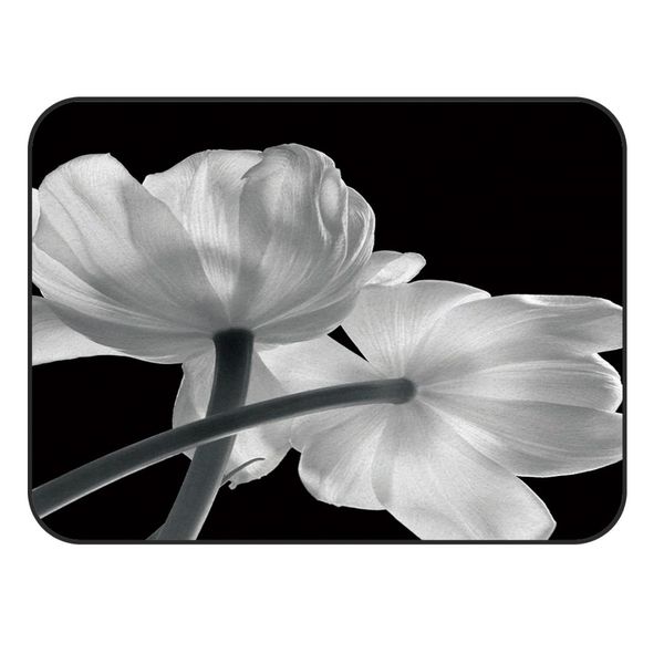 

charmhome soft carpet anti-slip rug black and white tulips flower carpet for living room home decor mat