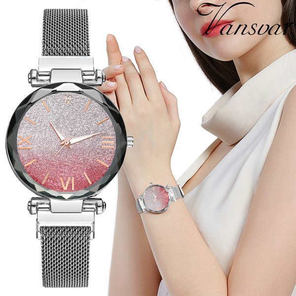 

casual women watch vansvar magnet stone swan diamond lady transfer watch quartz women's dropshipping #0840, Slivery;brown