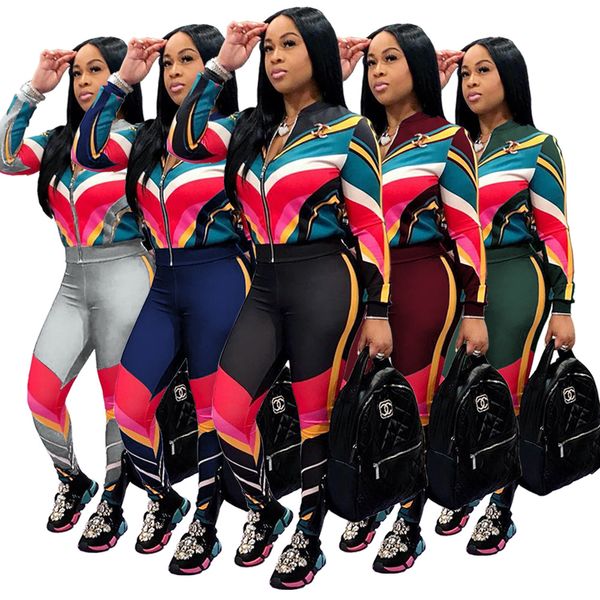 

женщины tracksuit casual 2 piece set sports с длинным рукавом костюм женщины бегуны костюм наборы мода цвет блока two piece set nb-1156, Gray