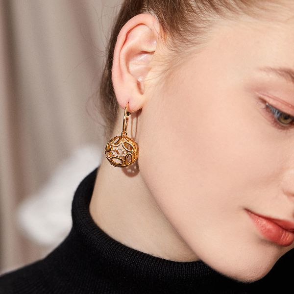 

viennois gold color dangle earrings for women rhinestone crystal hollow out drop earrings female ball earring party accessories, Silver