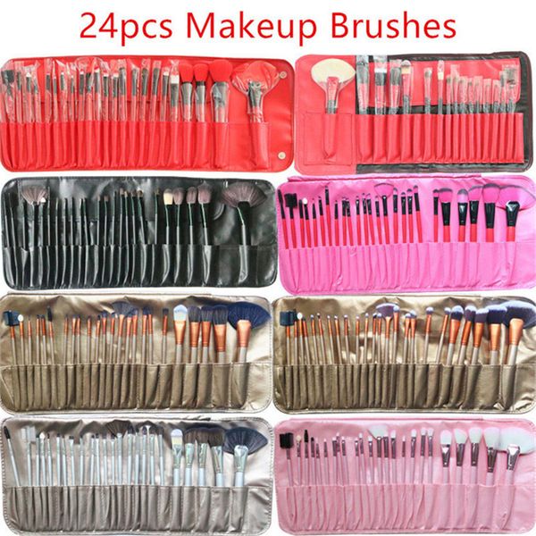 

wholesale 9style 24pcs makeup brushes set pink beauty stylish cosmetics eyebrow shadow powder pincel make up tools + pouch bag