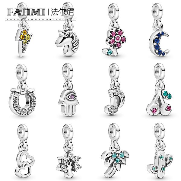 

fahmi 100%925 sterling silver 2019 new 12 me series charm charm original ladies wedding fashion jewelry diy pendant, Black